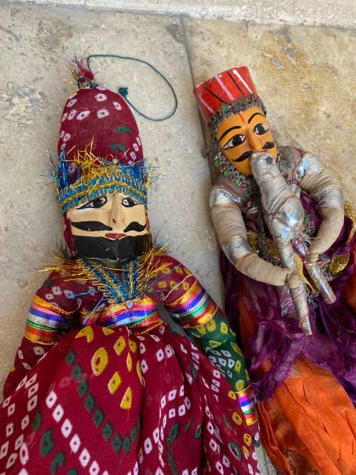 Indian Rajasthani Wood Folk Puppets puppet Doll pair