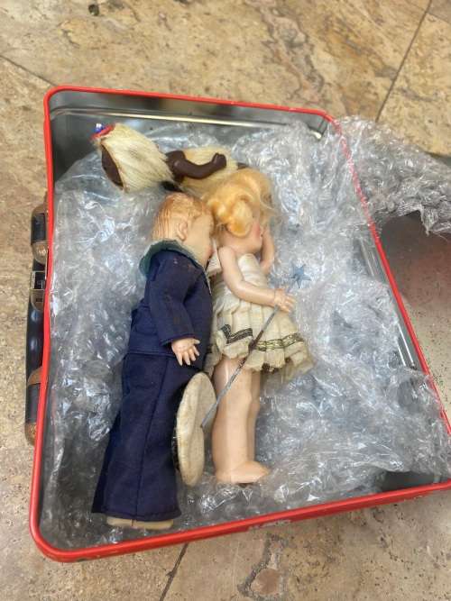 Antique plastic doll lot of 3 , African sailer boy and white fairy dolls