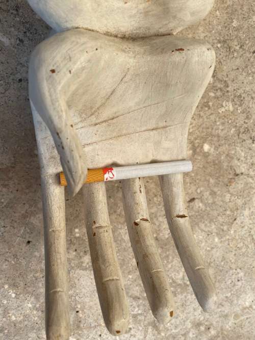Wood carved hands ring holder key holder on Celtic base porcelain
