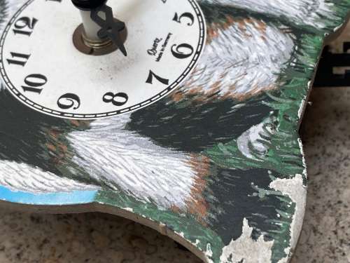 Dog mini cuckoo clock moving eyes for collectors Germany