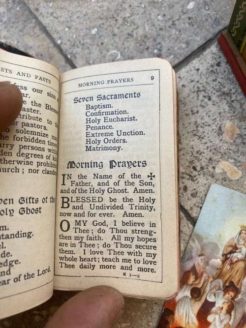 Vintage manual of prayers , the key of heaven bible in wooden box