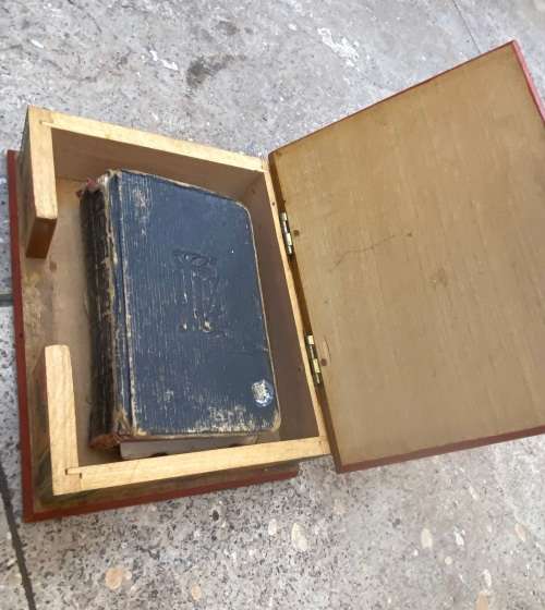 Vintage manual of prayers , the key of heaven bible in wooden box