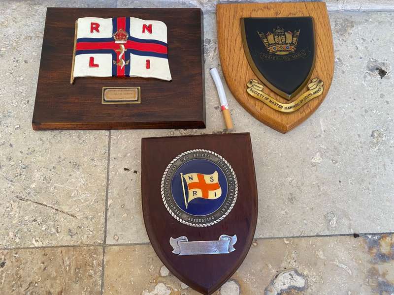 Vintage Nautical wood plaques trophy lot  NSRI RNLI  master mariners wall hangings sea rescue