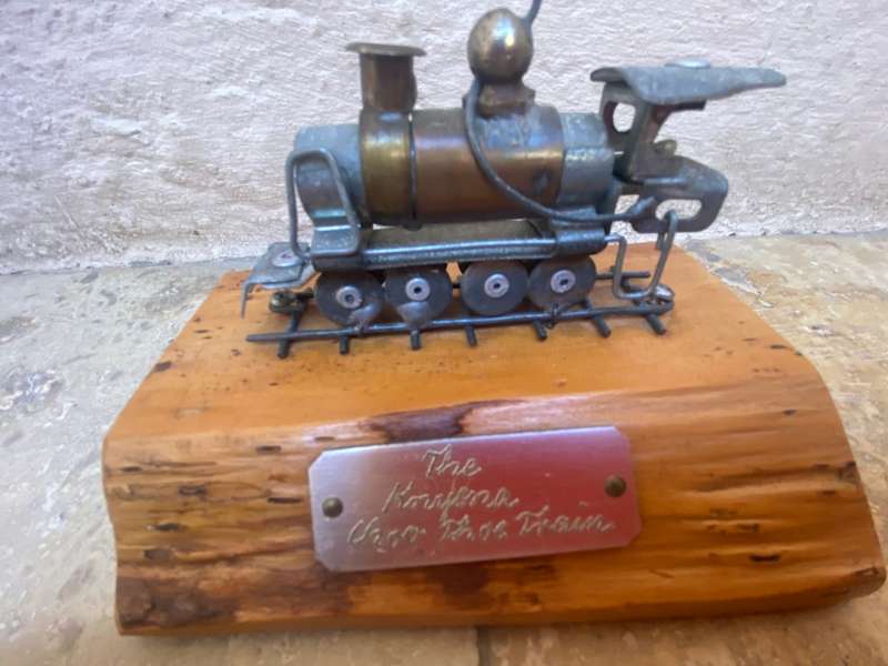 Vintage locomotive choo choo train Knysna souvenir steampunk yellowwood base