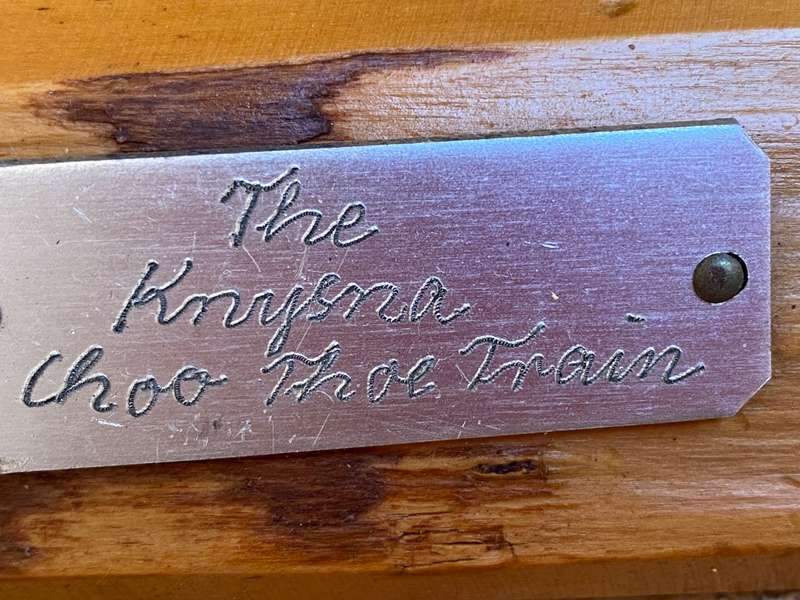Vintage locomotive choo choo train Knysna souvenir steampunk yellowwood base