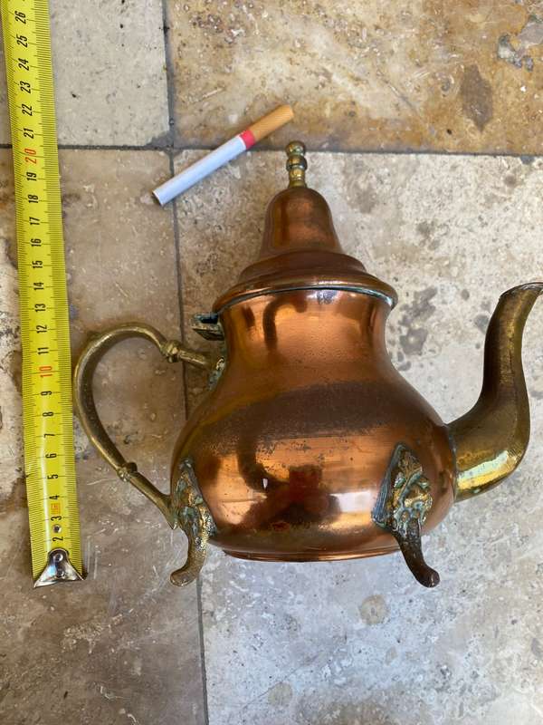 Vintage Moroccan teapot footed brass and copper