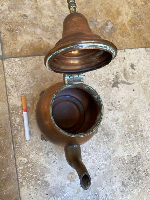 Vintage Moroccan teapot footed brass and copper