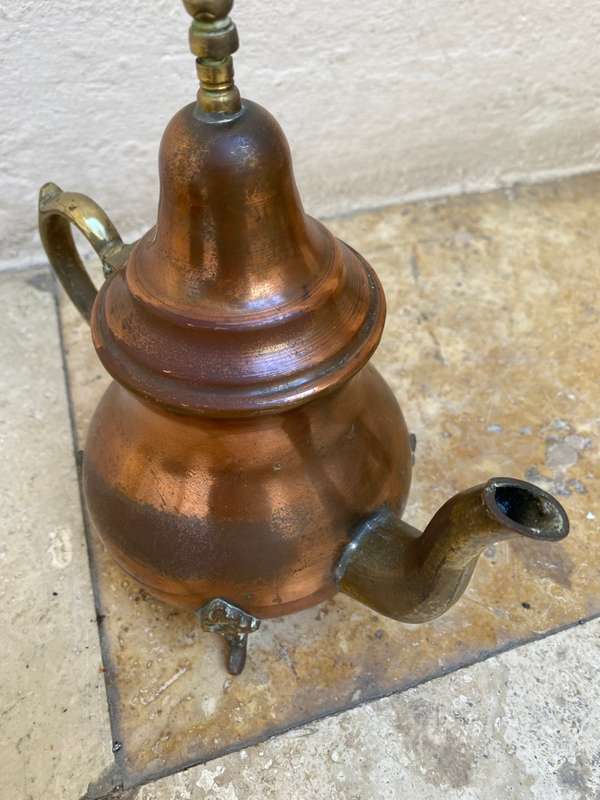 Vintage Moroccan teapot footed brass and copper