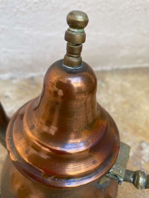Vintage Moroccan teapot footed brass and copper