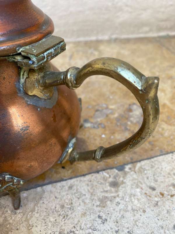 Vintage Moroccan teapot footed brass and copper
