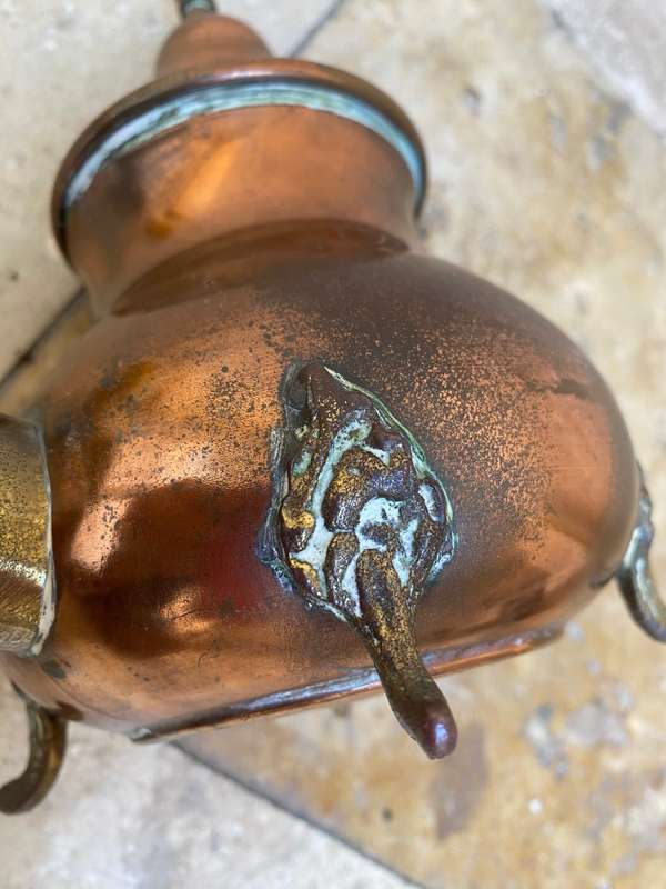 Vintage Moroccan teapot footed brass and copper