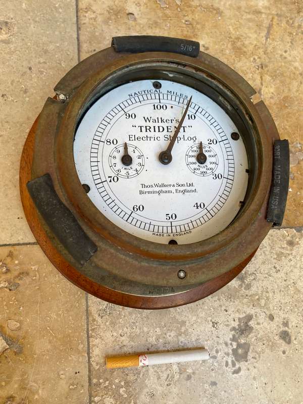 Antique nautical walkers trident electric ship log heavy brass England