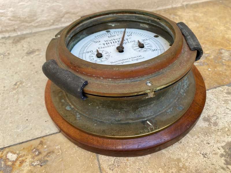 Antique nautical walkers trident electric ship log heavy brass England
