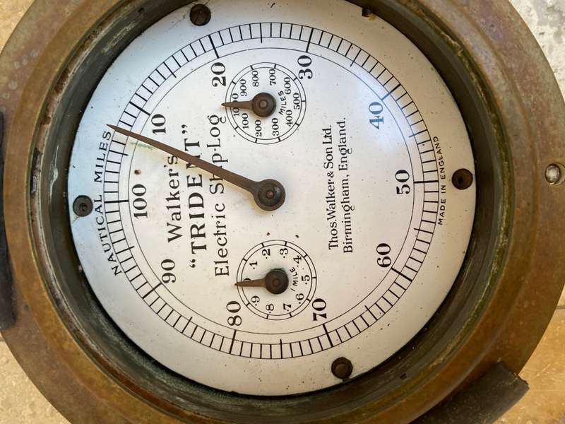 Antique nautical walkers trident electric ship log heavy brass England