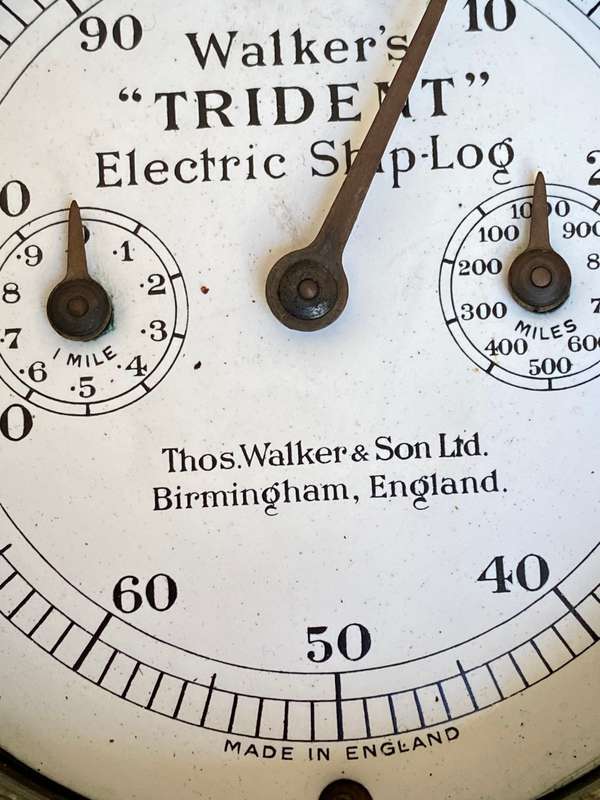 Antique nautical walkers trident electric ship log heavy brass England