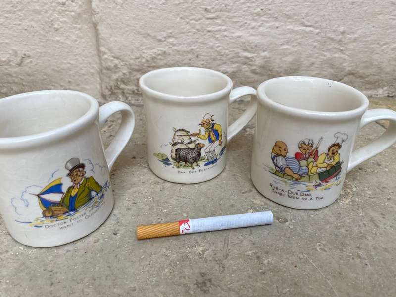 Vintage nursery rhyme finecraft  porcelain mugs set of three cups