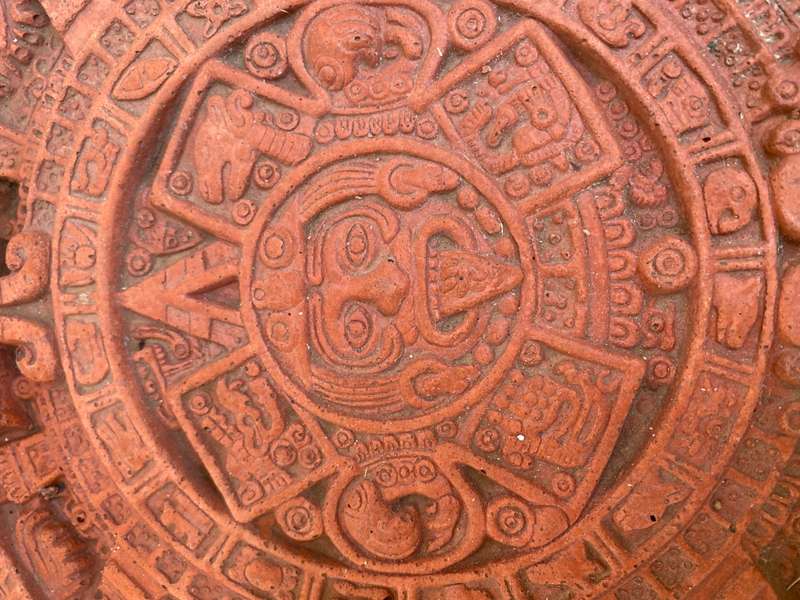 Vintage Aztec Mayan calendar wall hanging plaque