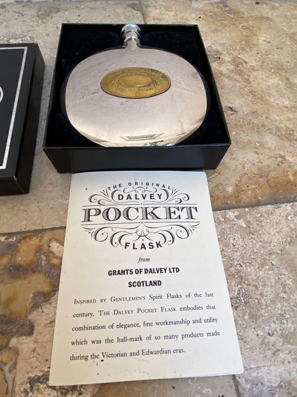 The Dalvey pocket flask in original packaging