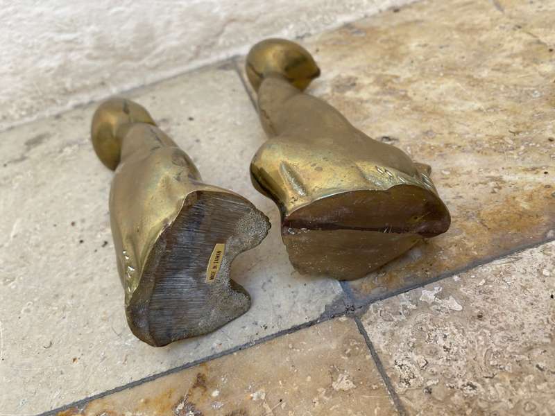 Vintage Hand Crafted Solid Brass Cat Figurines Taiwan pair