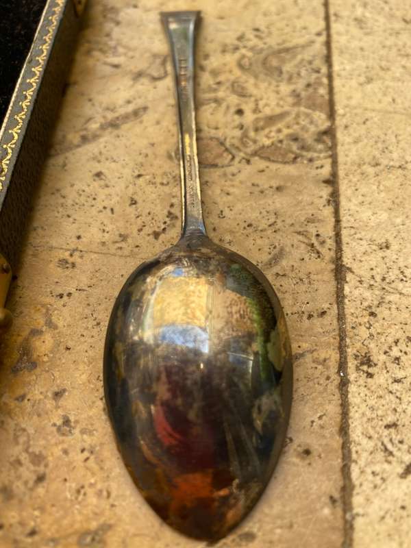 Hallmarked Sterling silver spoon 19 g in case