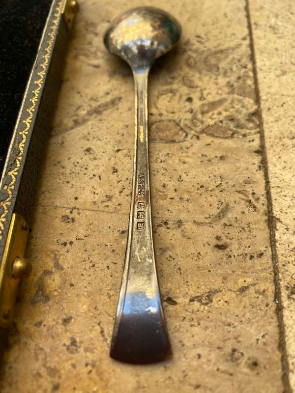 Hallmarked Sterling silver spoon 19 g in case