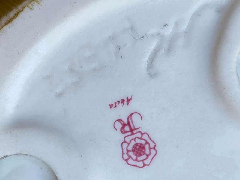 Vintage porcelain Akita chipmunk mouse sleeping  on leaf hand painted Japan numbered