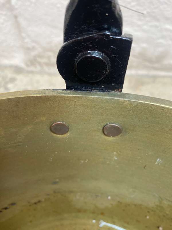 Antique  brass cauldron  brass pot with iron handle