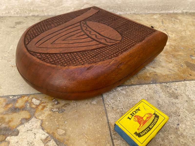 Vintage hand carved wood Mancala Bao game board