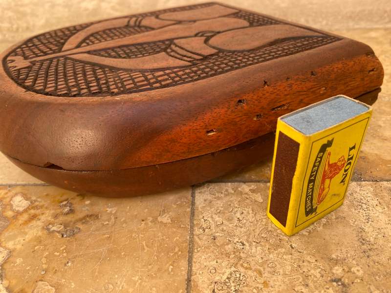 Vintage hand carved wood Mancala Bao game board