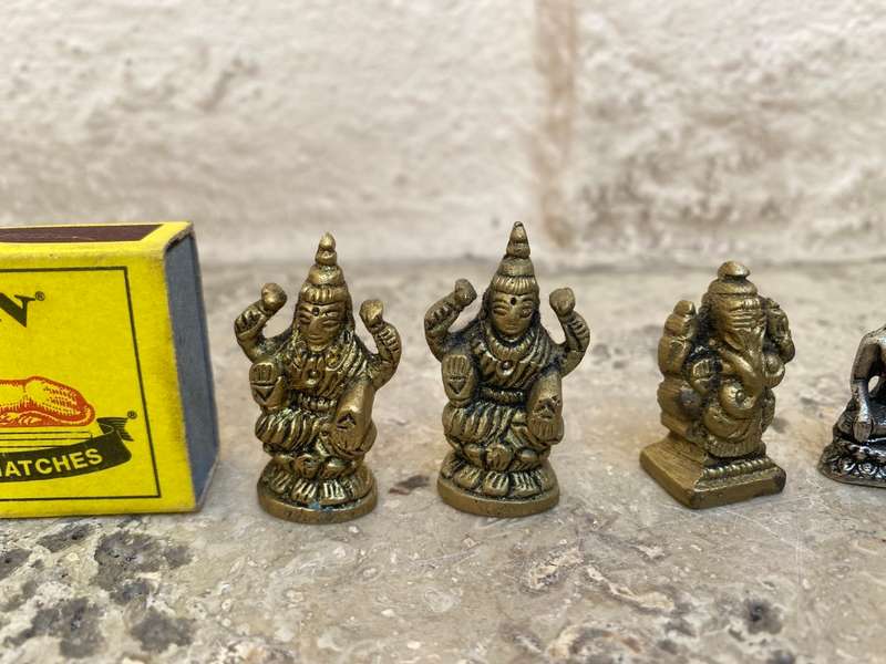 Small Brass Buddha lot of 6 in Turkish purse red black