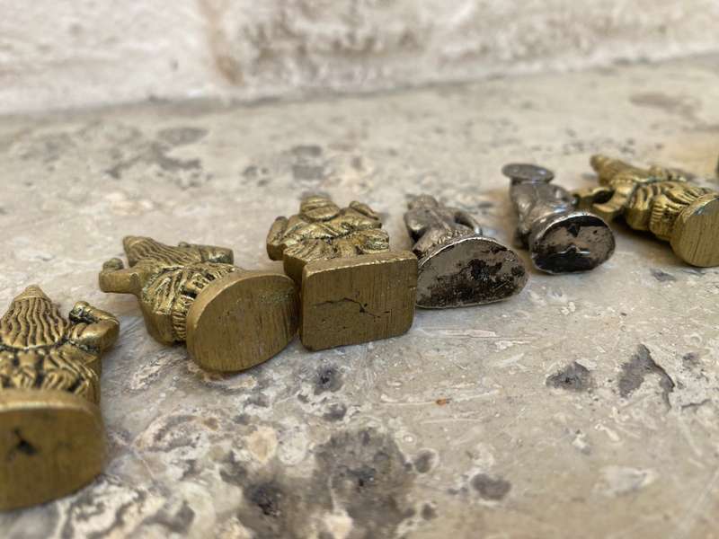 Small Brass Buddha lot of 6 in Turkish purse red black