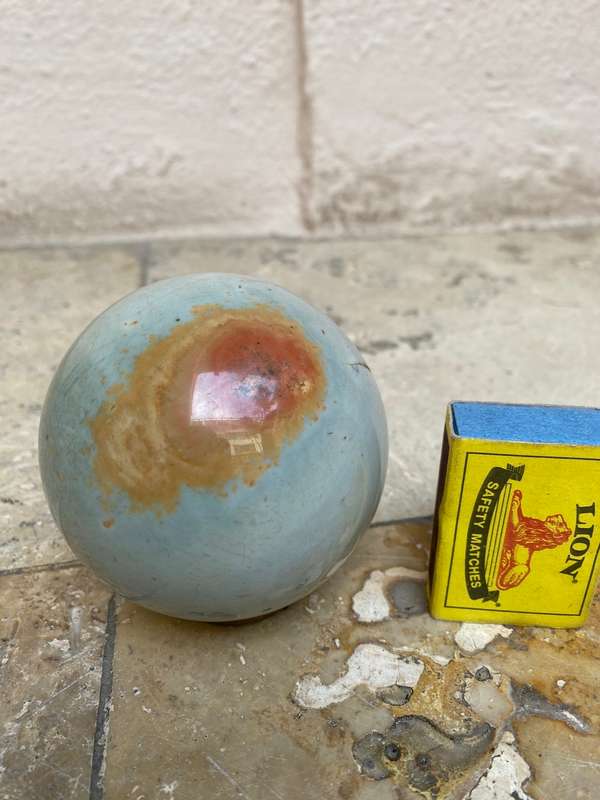 Jasper Polished precious stone sphere 8 cm diameter 24 c, circumference on carved wood base