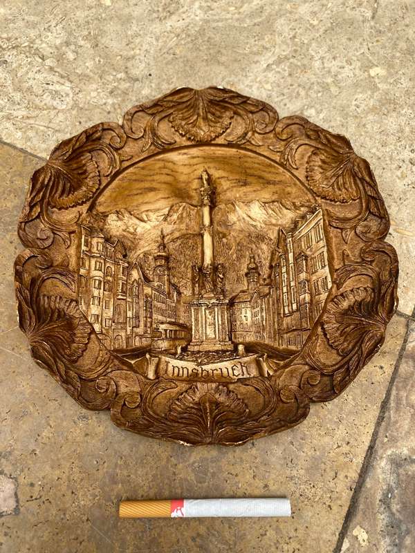 Vintage wood carving 3d wall plaque innsbruck Austria