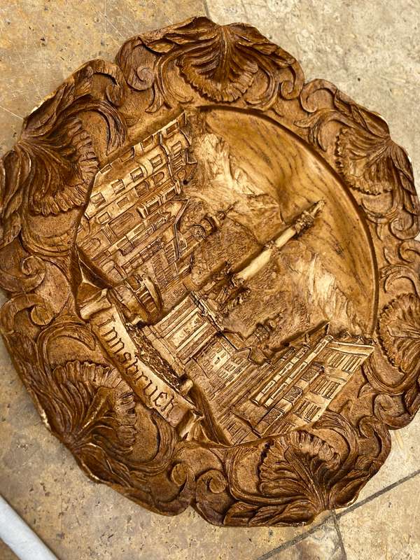 Vintage wood carving 3d wall plaque innsbruck Austria