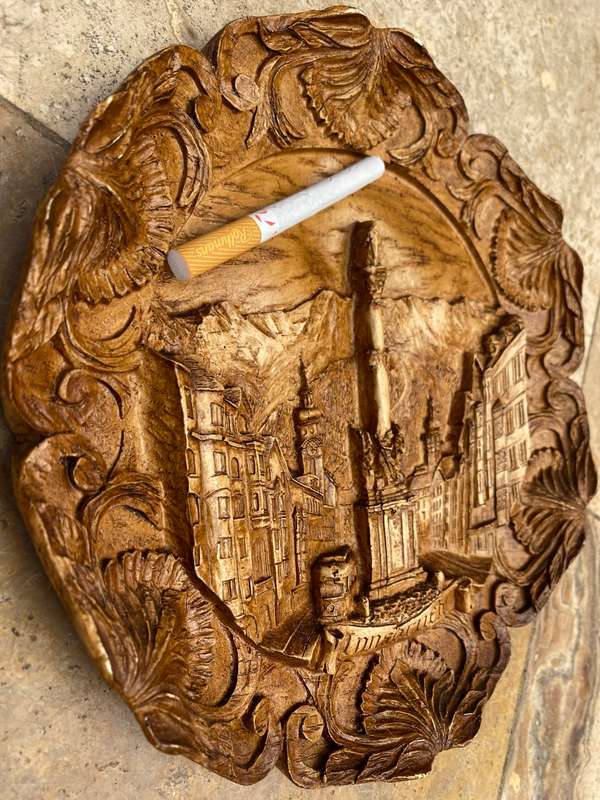 Vintage wood carving 3d wall plaque innsbruck Austria