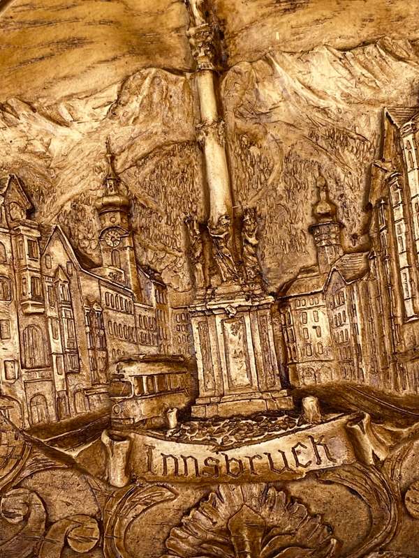 Vintage wood carving 3d wall plaque innsbruck Austria