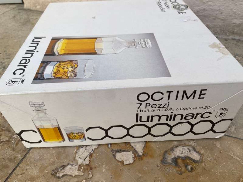Vintage Luminarc clear Octime decanter glasses x6 unused boxed