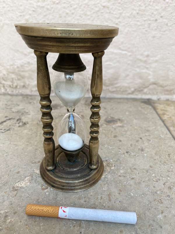 Vintage brass 5 minute hourglass