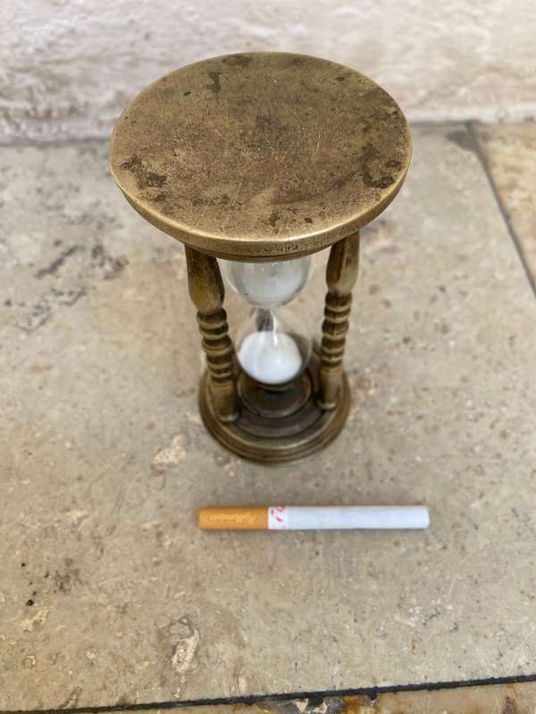 Vintage brass 5 minute hourglass