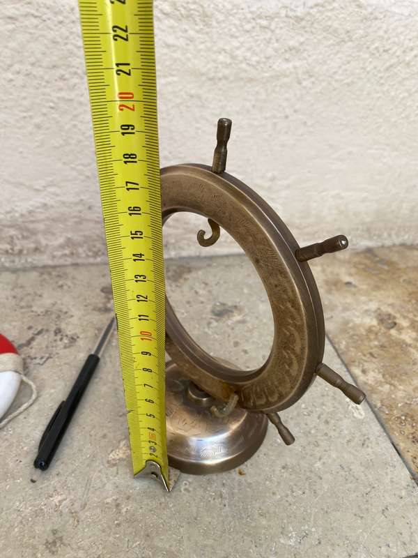 Vintage ships wheel brass pen holder nautical life buoy QE2