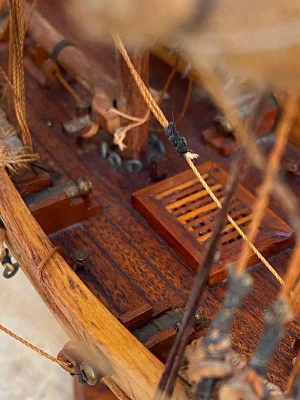 Antique vintage  French sailing boat model boat 3 mast hand made