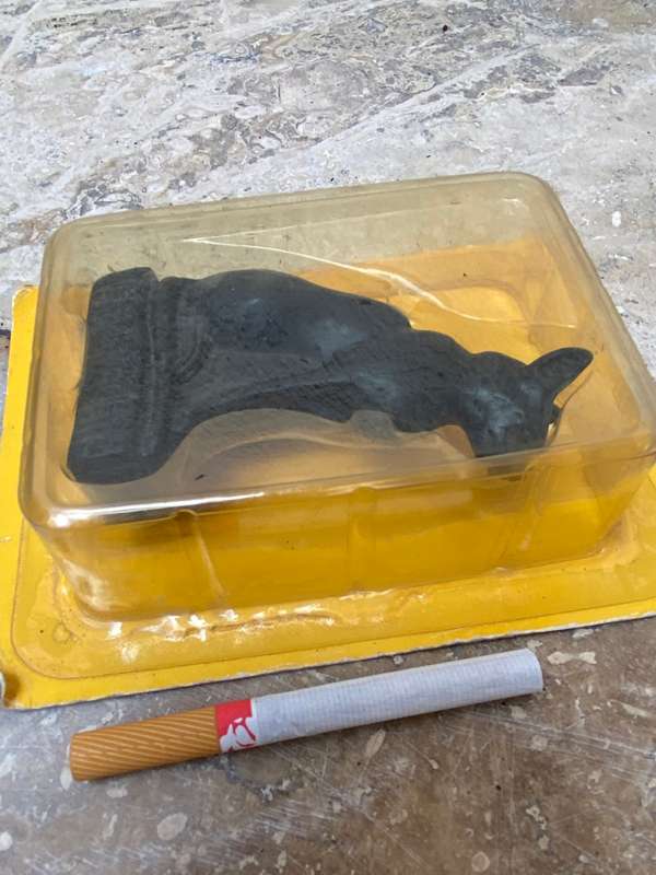 Vintage Egypt Bastet black cat stone statue 9cm in original packaging