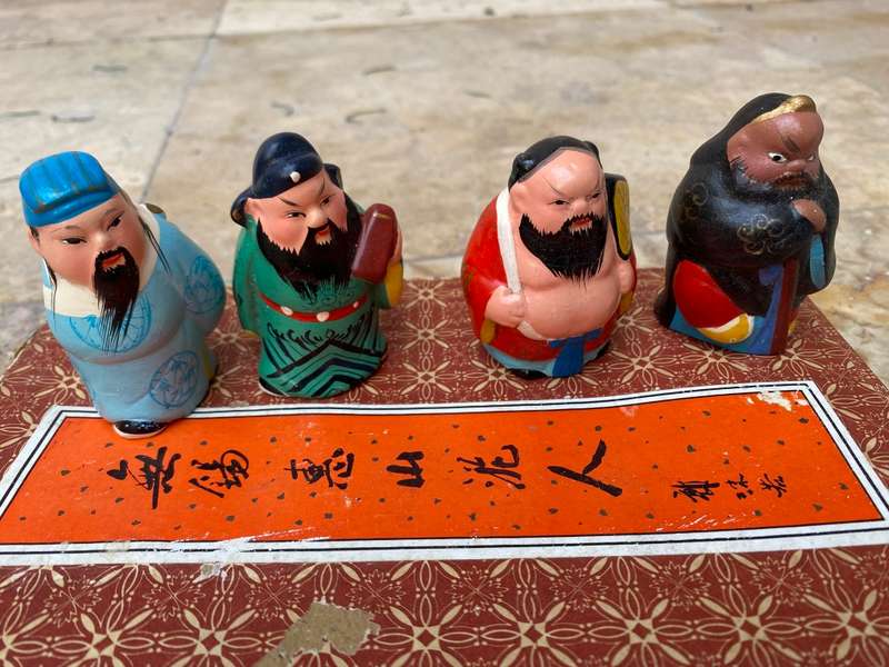 Vintage Chinese eight immortals  figures hand painted clay