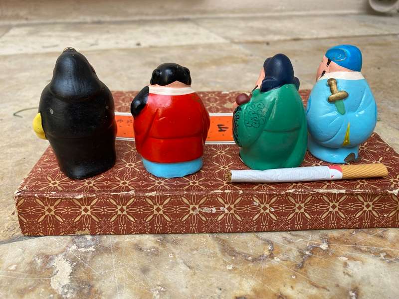 Vintage Chinese eight immortals  figures hand painted clay