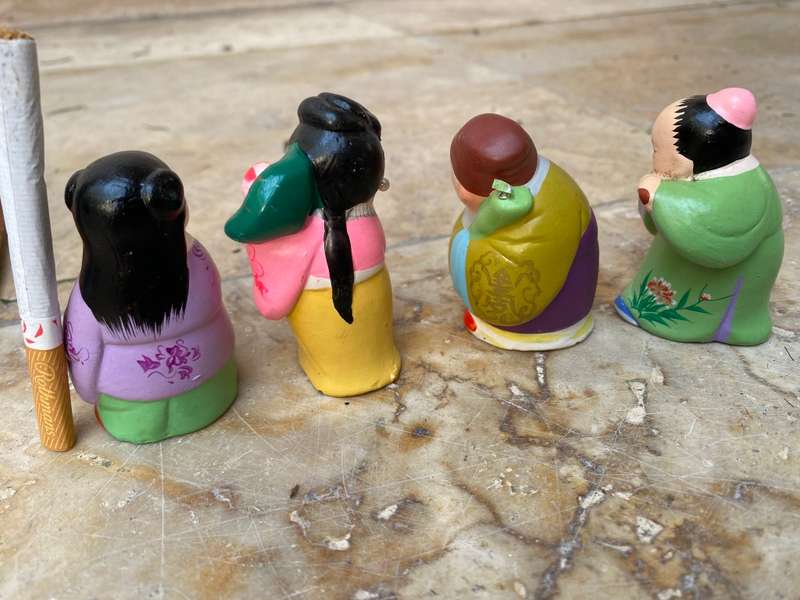 Vintage Chinese eight immortals  figures hand painted clay