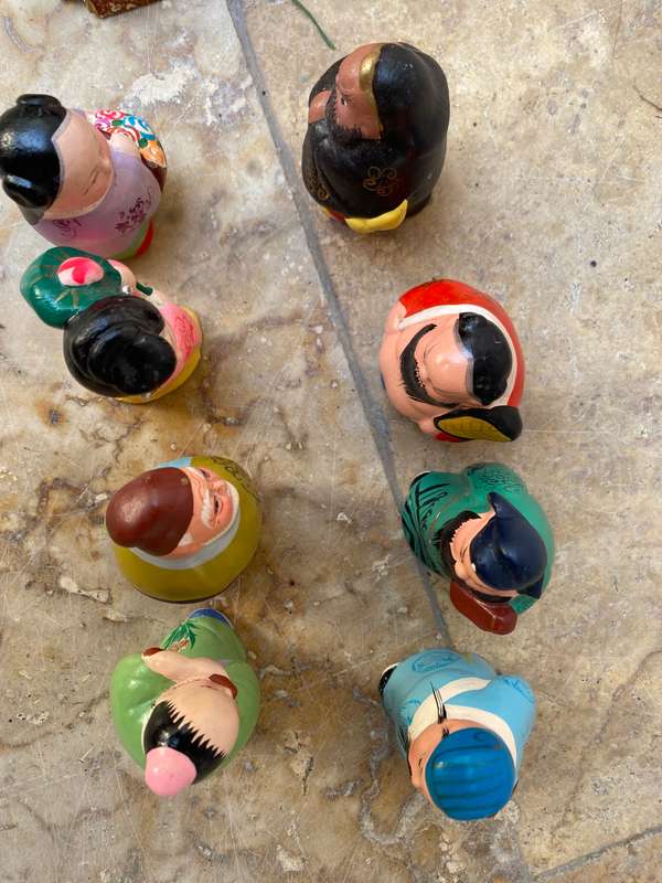 Vintage Chinese eight immortals  figures hand painted clay