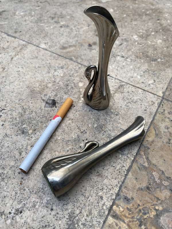 Vintage silver plated retro swan bud vase lot of 3