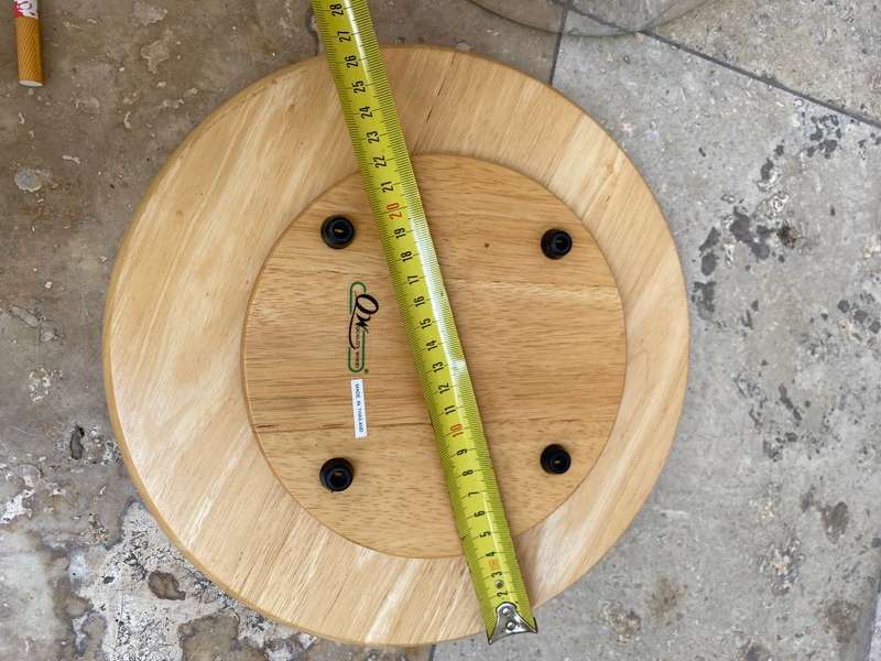 Vintage lazy Susan beech wood with 5 compartment glass.bowl dish