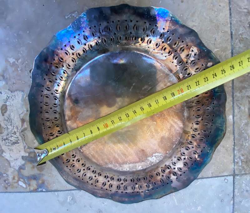 Vintage B M Mounts  small ornate drinks tray primrose plate on copper numbered
