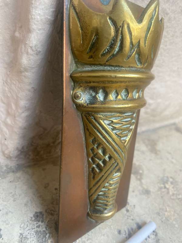 Vintage Olympic torch wall decor copper and brass